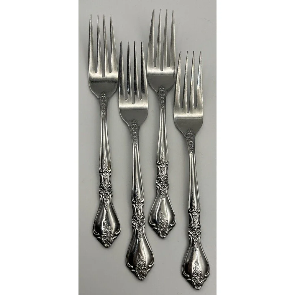 Set of 4 Oneida Distinction Deluxe KENNETT SQUARE Stainless Forks